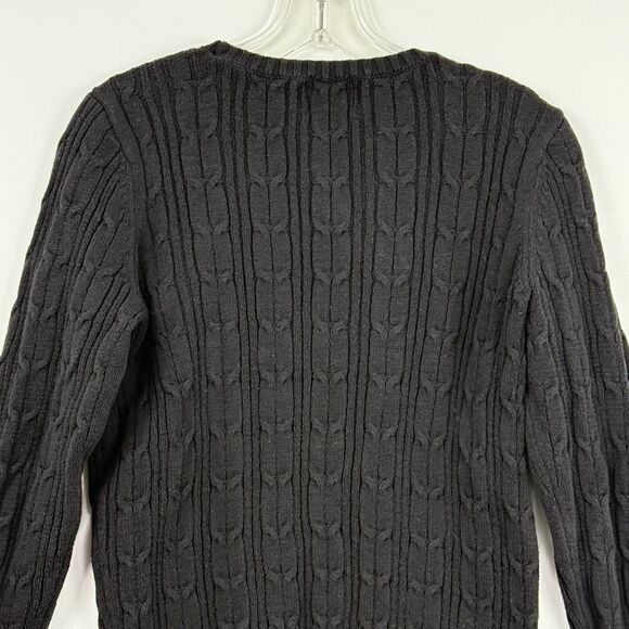 St John's Bay Women's Long Sleeve Cable Knit Sweater Size Small Black - Picture 15 of 16